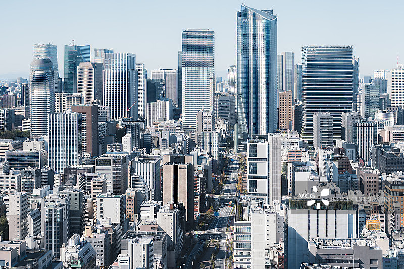 蓝天下的东京城市景观图片素材