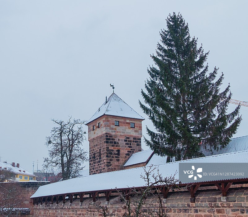 冬季巴伐利亚州纽伦堡的城墙图片素材