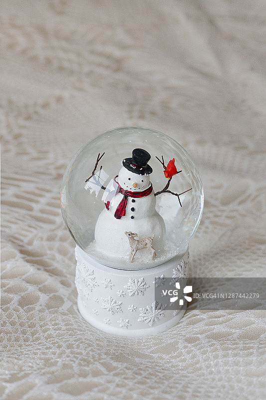 带有雪人的雪景球图片素材