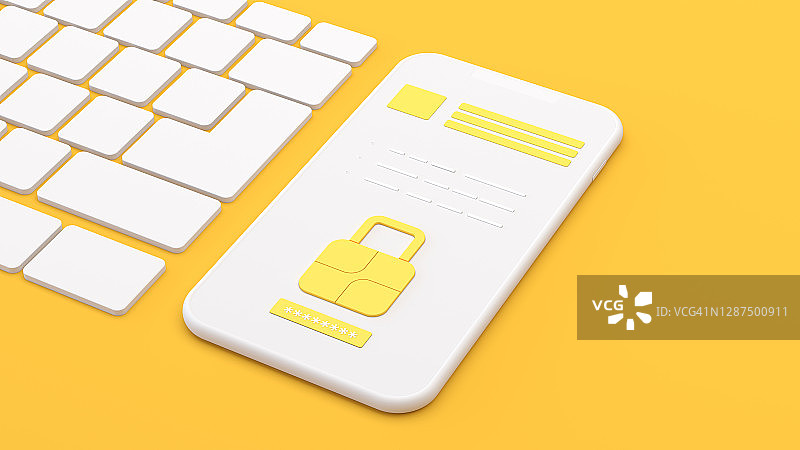 抽象互联网网络安全概念极简风格智能手机图片素材