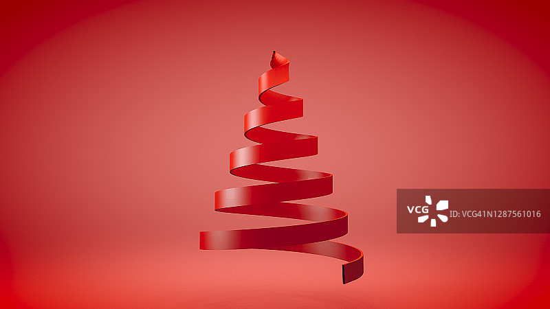 圣诞树形状的红色丝带图片素材