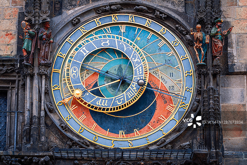 布拉格天文钟特写图片素材