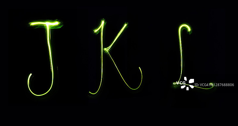 光，残像，文本，字母J，K，L图片素材