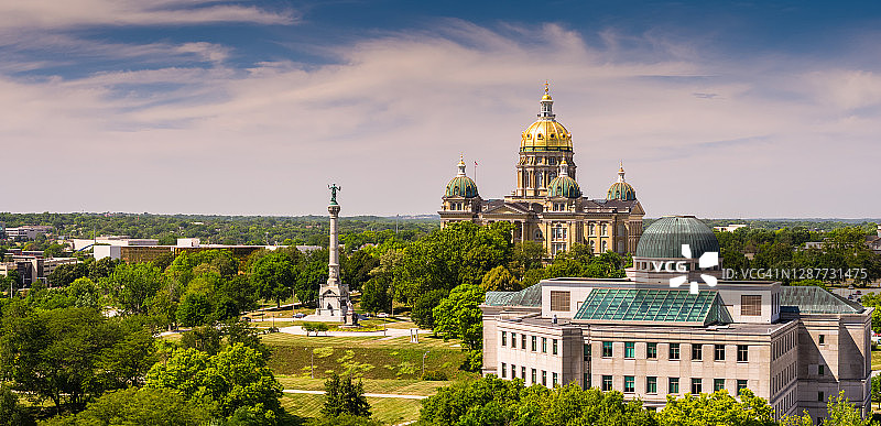 爱荷华州议会大厦鸟瞰全景图片素材