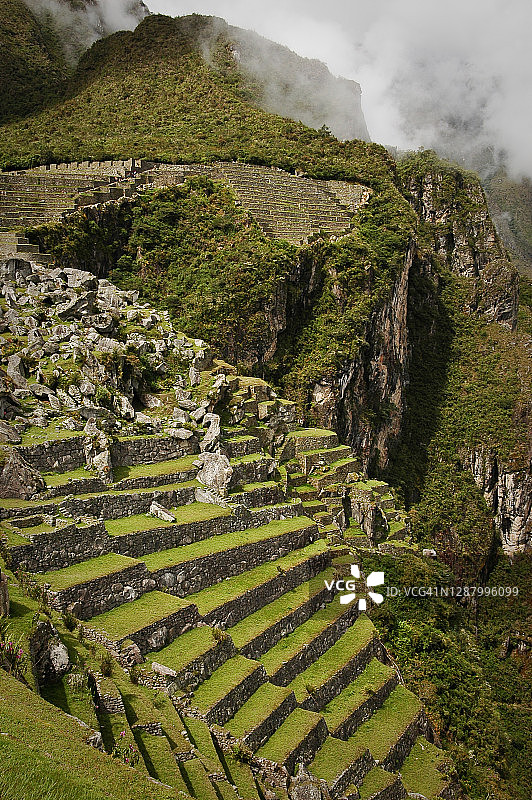 秘鲁马丘比丘印加城市令人难以置信的农业梯田图片素材