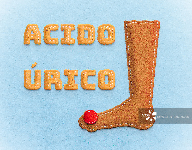 痛风与尿酸水平概念图（西班牙语）图片素材