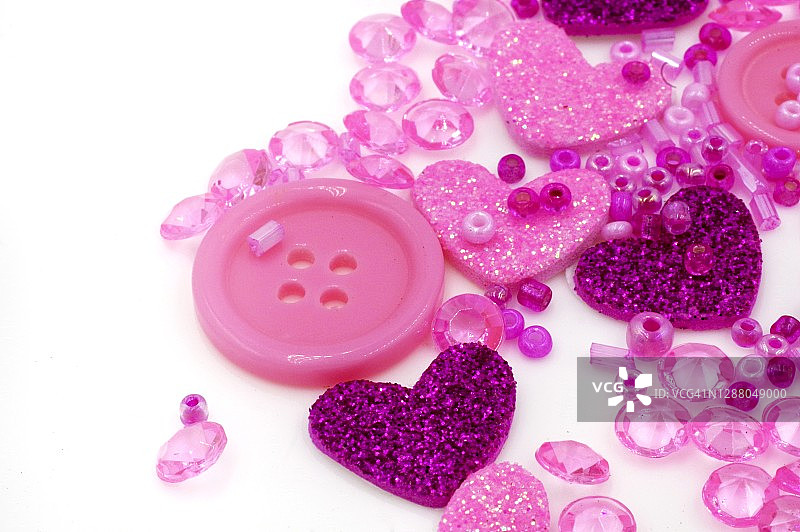 粉色纽扣和亮片图片素材
