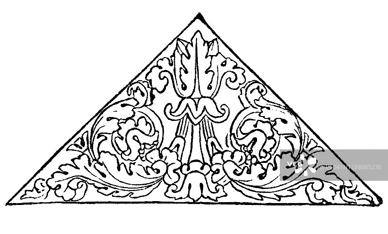 装饰性花卉纹样的老式雕刻插图图片素材