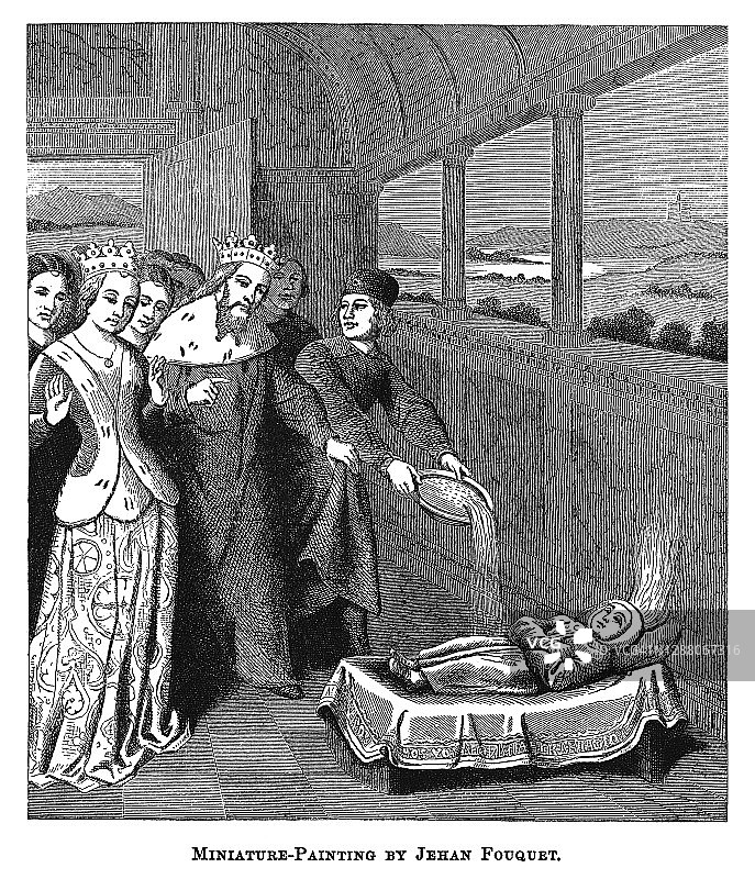 让·富凯的微型绘画老式雕刻插图图片素材