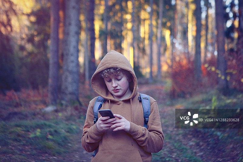 森林里的在线男孩图片素材