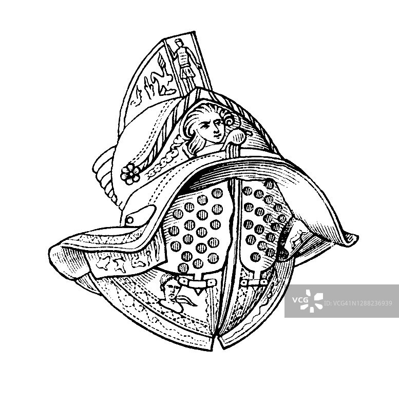 角斗士面罩头盔古老雕刻插图图片素材