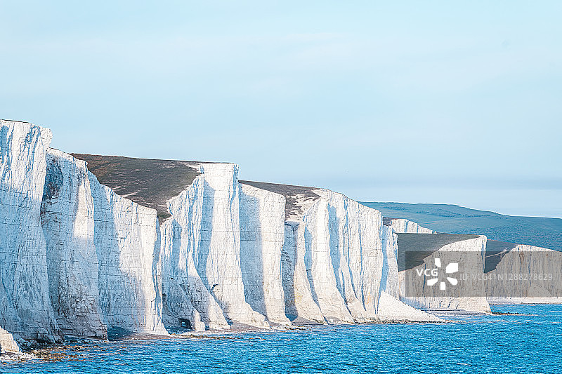 东萨塞克斯海岸七姐妹峰的日间景观照片图片素材