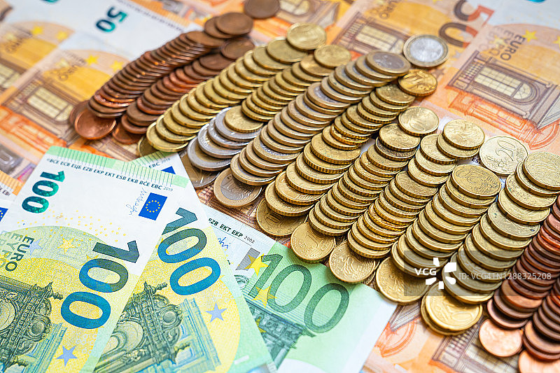 欧元硬币：欧元货币图片素材