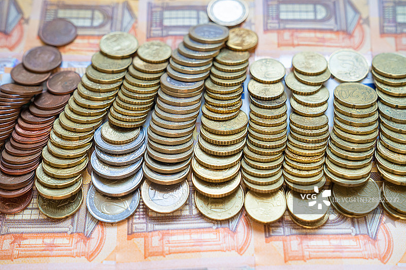 欧元硬币：欧元货币图片素材