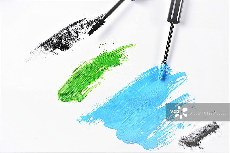 蓝黑色和绿色睫毛膏纹理图片素材