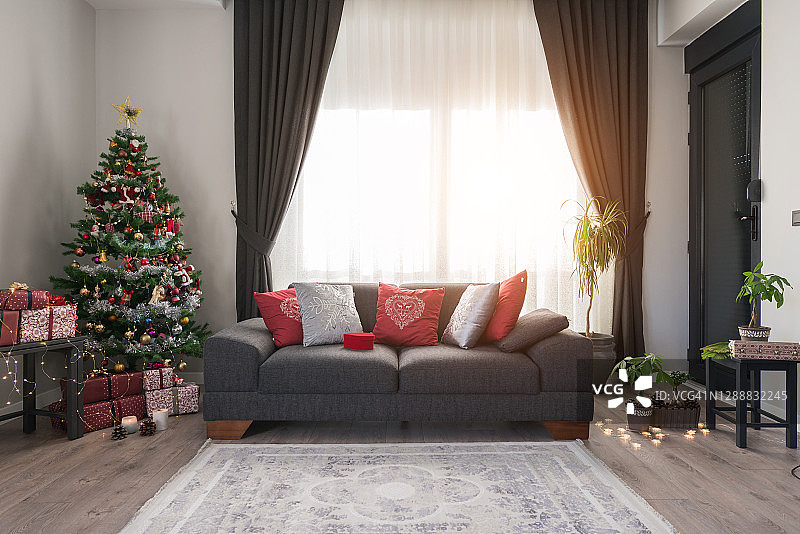 客厅和圣诞树图片素材