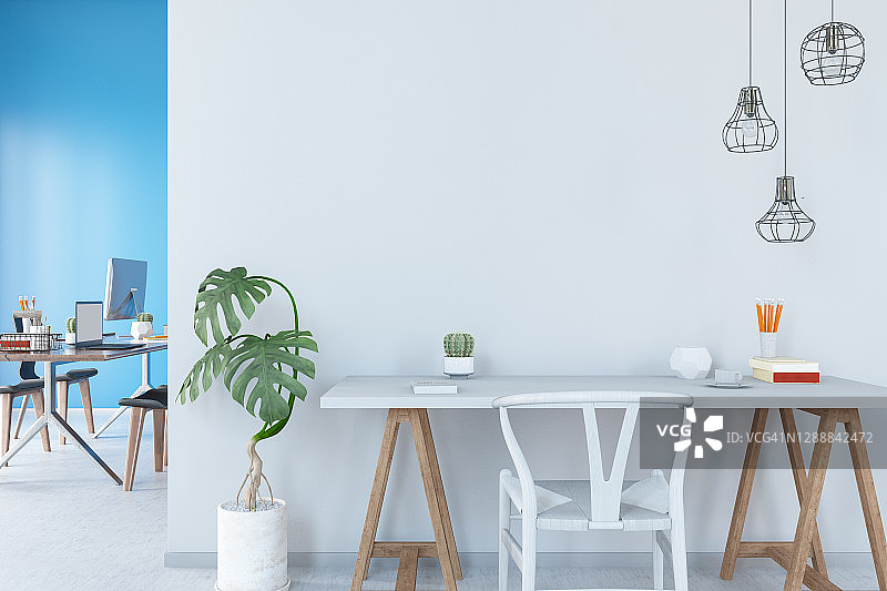 具有空白墙面的现代办公室室内设计图片素材