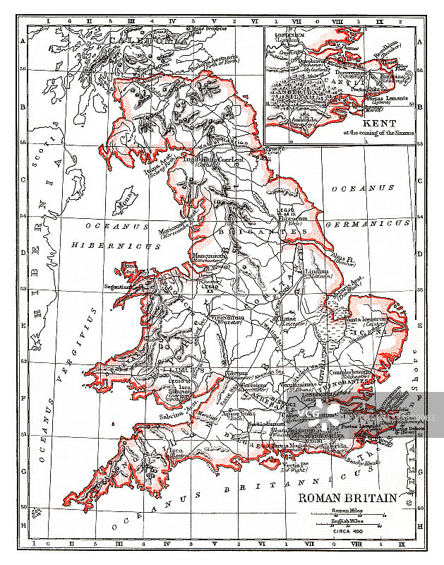罗马不列颠行省约公元400年老地图图片素材