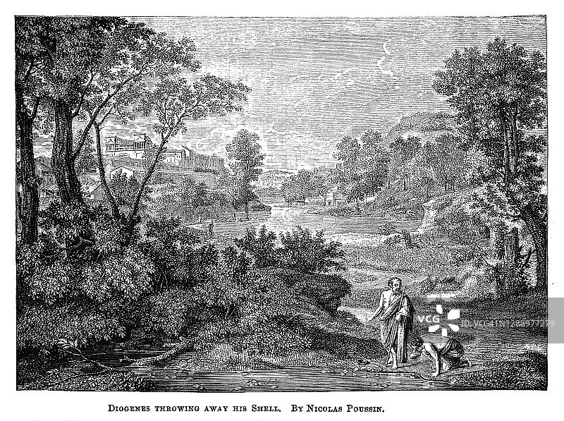 尼古拉斯·普桑作品：第欧根尼扔掉他的贝壳图片素材
