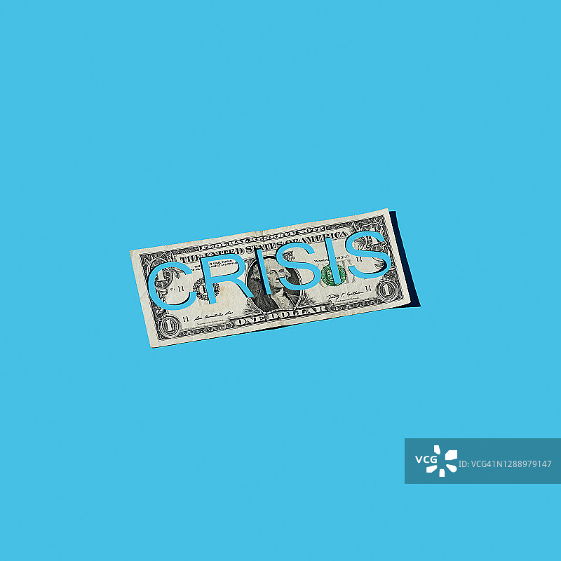 美元上的“危机”字样图片素材