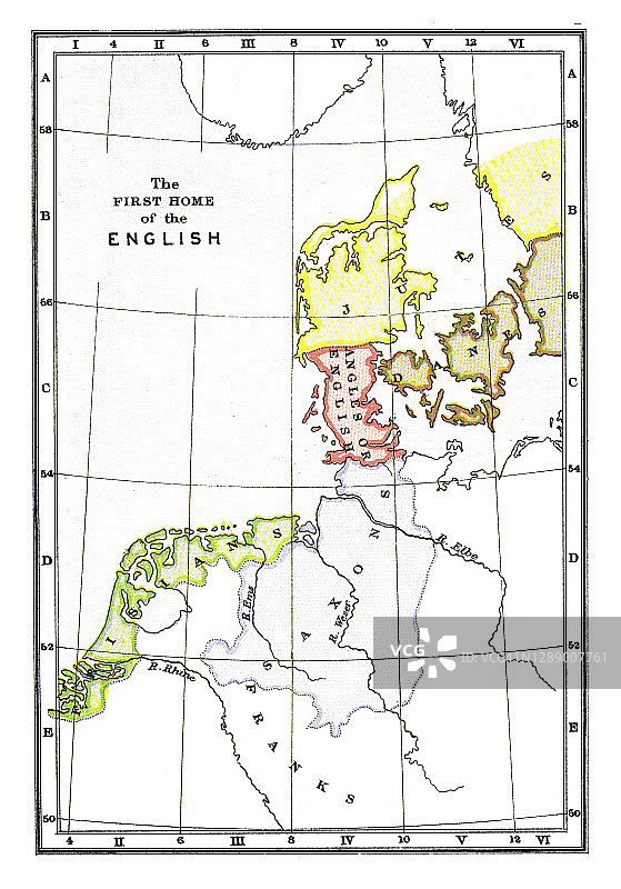 英格兰最初起源地老地图图片素材