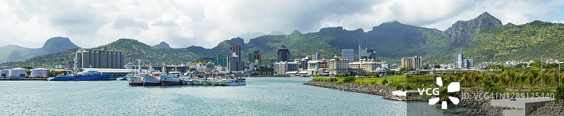 毛里求斯路易港沿海城市全景图片素材