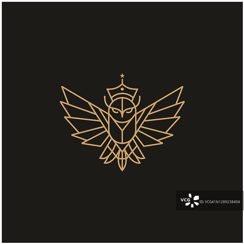 现代简约猫头鹰线性标志插画图片素材