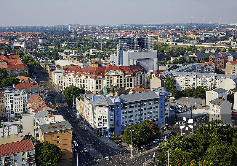 莱比锡Eurtizsch区城市景观鸟瞰图图片素材