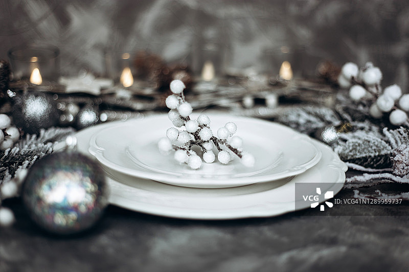 带有白色树枝的大而漂亮的盘子图片素材