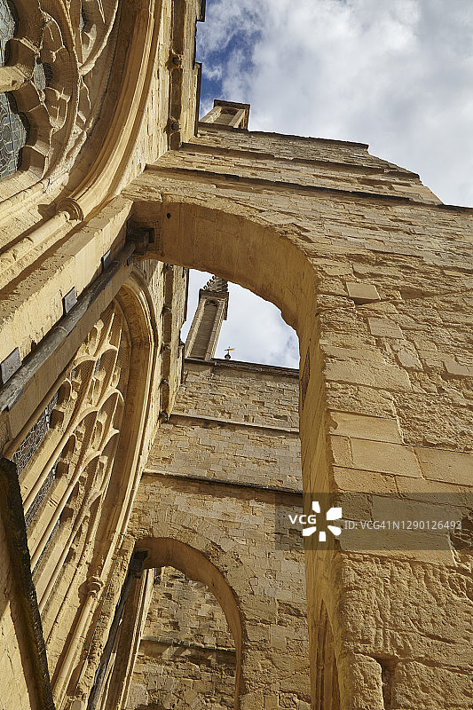 埃克塞特大教堂的墙壁，英国最古老的大教堂之一图片素材