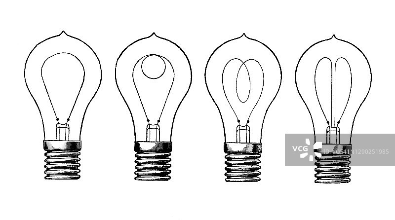 灯泡的古老雕刻插图图片素材