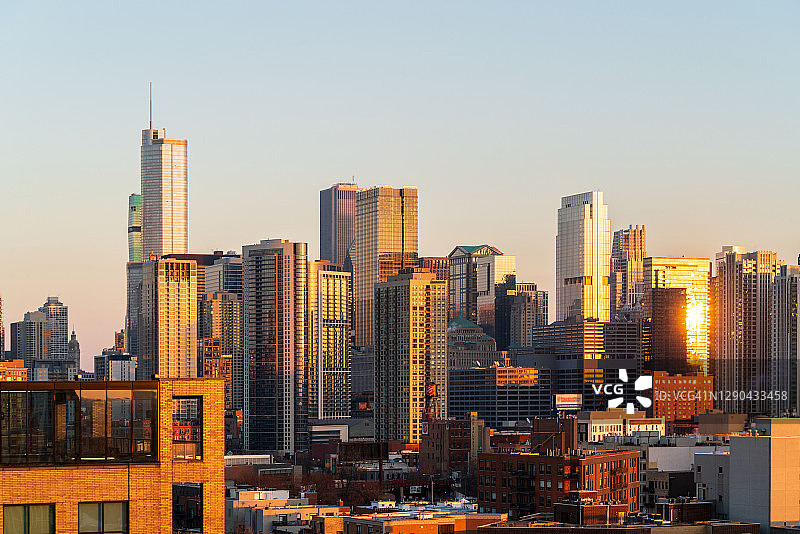 芝加哥河北岸的黄金时段图片素材