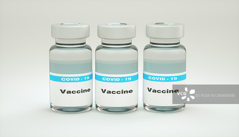 白色背景上的三支新冠疫苗安瓿图片素材
