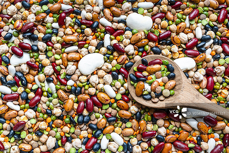 从上方拍摄的各种干豆和豆类图片素材