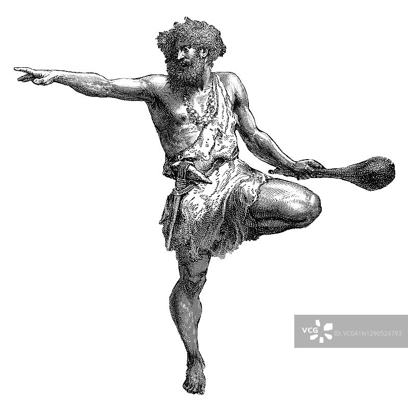 新石器时代史前人类古版画图片素材