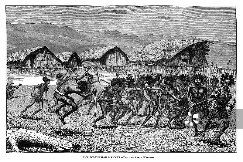 阿法克战士操练古老雕刻插图图片素材