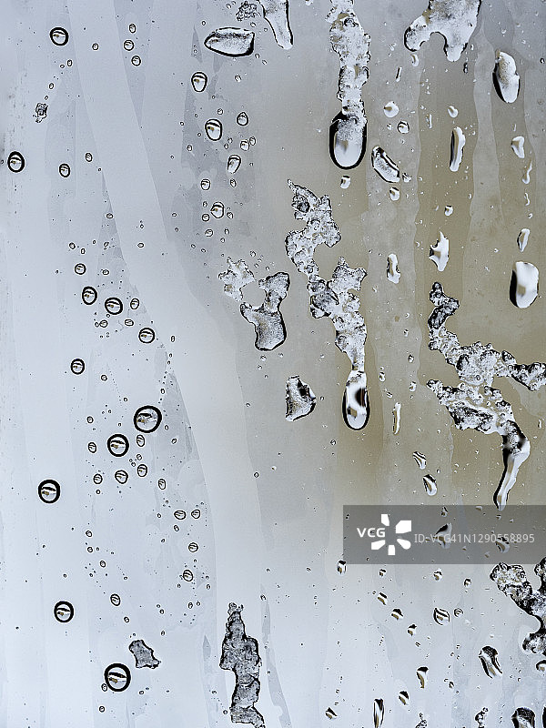 冬季雨雪天气下的湿玻璃窗户图片素材