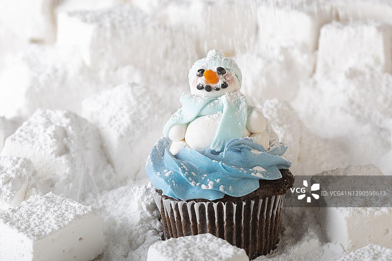 雪人纸杯蛋糕图片素材