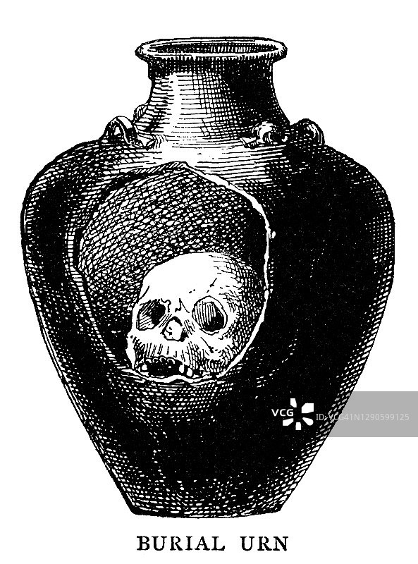 古董雕刻骨灰瓮插图图片素材