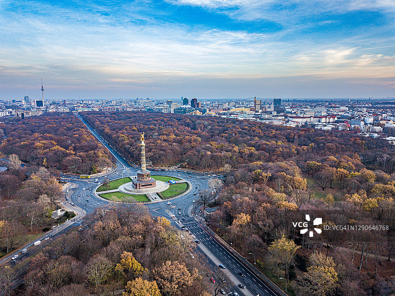 德国柏林胜利纪念柱鸟瞰图图片素材