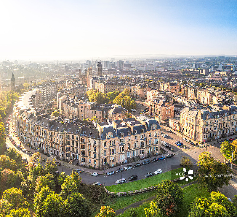 格拉斯哥著名公园区鸟瞰图图片素材