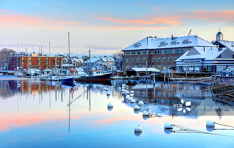 科德角伍兹霍尔的冬日风光图片素材