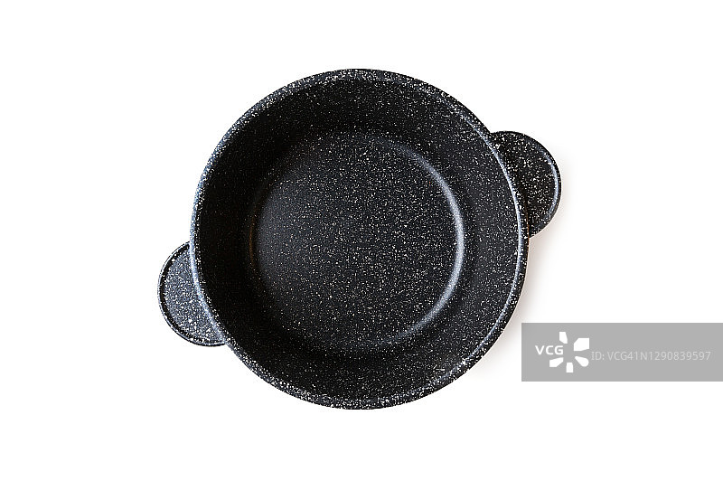 黑色铁锅。已隔离。图片素材