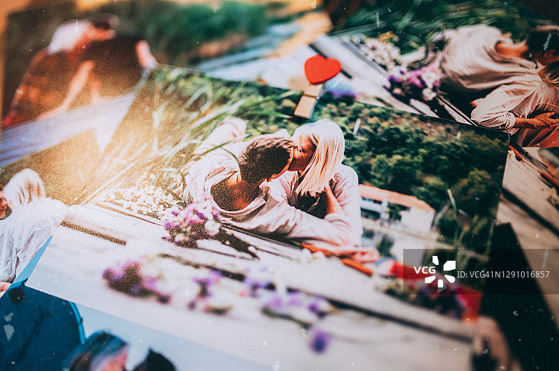 热恋情侣的拼贴照片图片素材