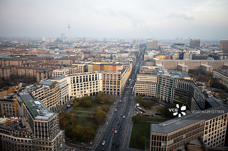 柏林莱比锡广场天际线航拍图片素材