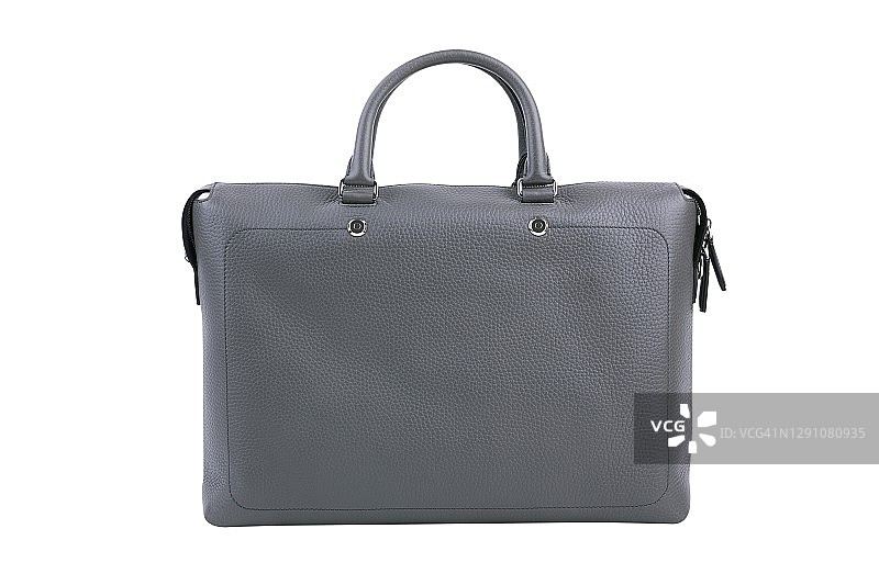 男士灰色皮革公文包（白色背景）图片素材