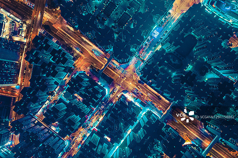 中国香港九龙住宅区夜景俯视图图片素材