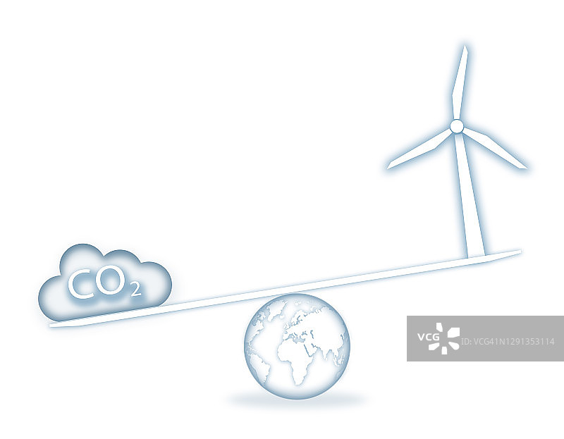 带碳云和风力涡轮机的秤插画图片素材