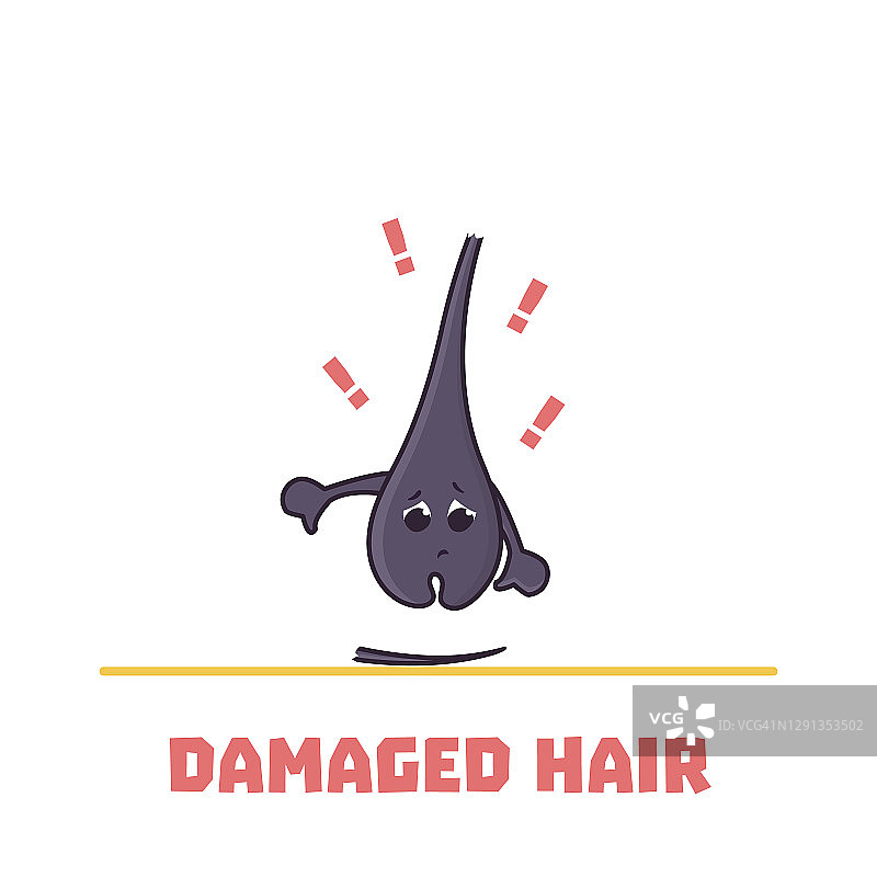 受损的头发，概念插图图片素材