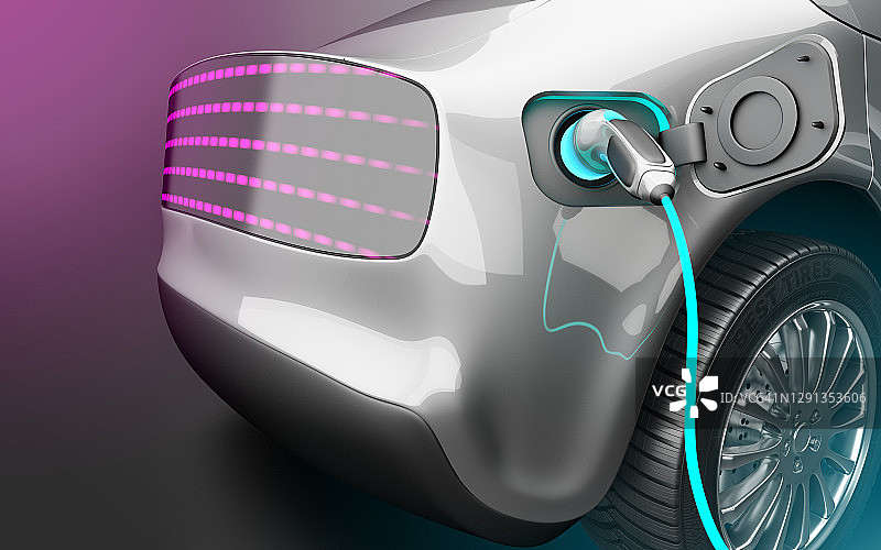 电动汽车充电插画图片素材